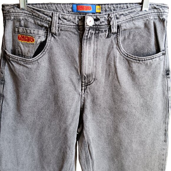 Vintage Y2K Empyre Relax Distressed Gray Denim Jeans Size 33 36x31 Fit - Picture 5 of 11